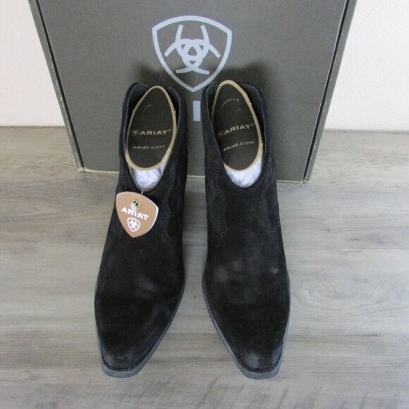 Ariat Women's Layla Western Ankle Boots - Distressed Black Suede - 10046888 - Picture 2 of 4